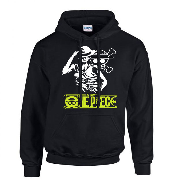 one piece Fekete Férfi Kapucnis Pulóver