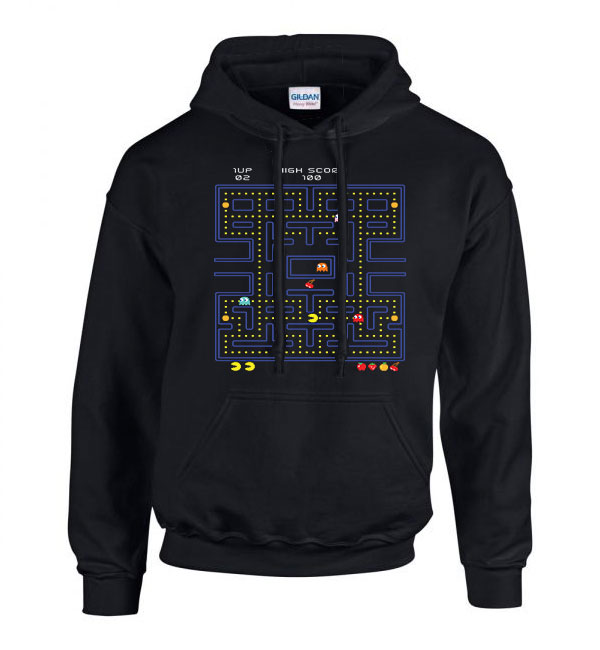 pac man Fekete Férfi Kapucnis Pulóver
