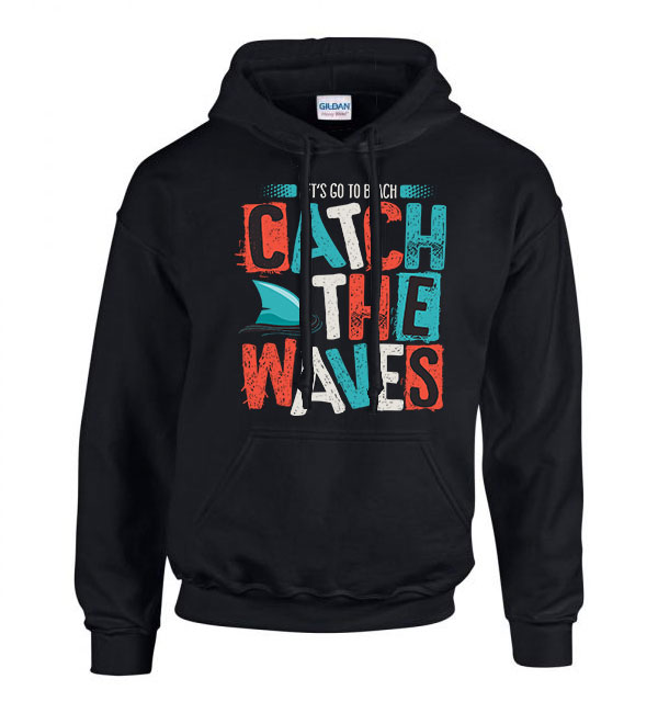 nyár hullámok beach part waves Fekete Férfi Kapucnis Pulóver