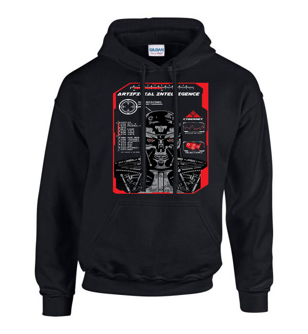 terminator skynet t800 Fekete Férfi Kapucnis Pulóver