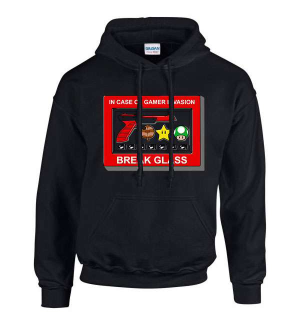 Super Mario Gamer Fekete Férfi Kapucnis Pulóver