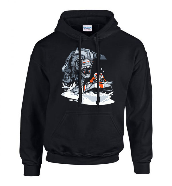 Star Wars Jurrasic Park atat humor Fekete Férfi Kapucnis Pulóver