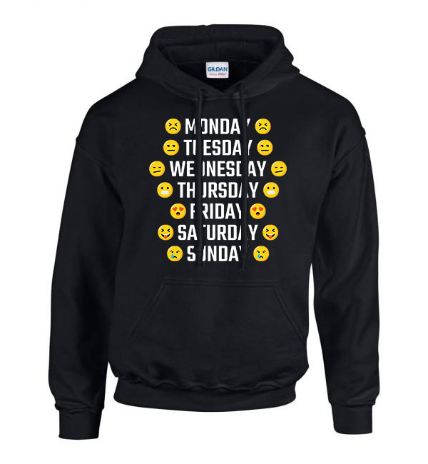 napi emoji hangulatjel Fekete Férfi Kapucnis Pulóver
