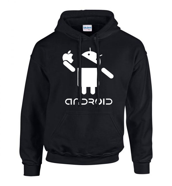 android humor Fekete Férfi Kapucnis Pulóver