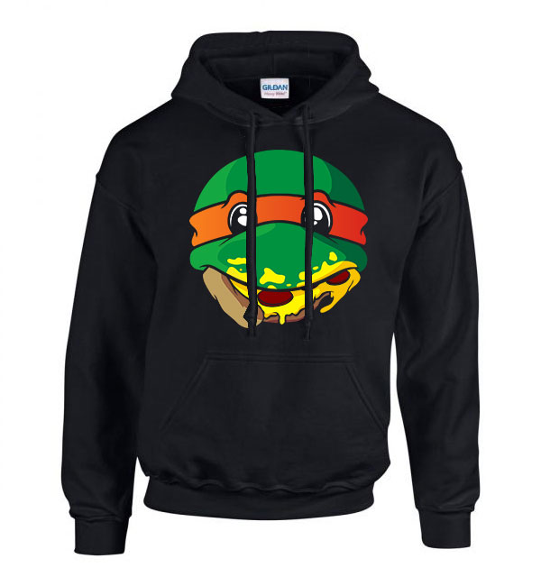 tini ninja teknőcök pizza Fekete Férfi Kapucnis Pulóver
