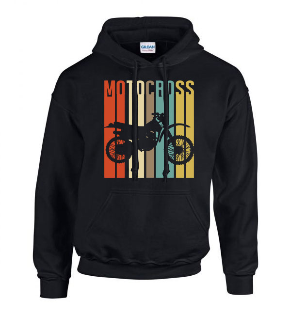 motocross motor motoros Fekete Férfi Kapucnis Pulóver