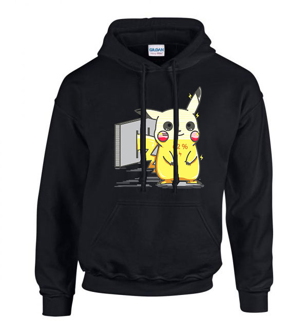 pikachu pokmon töltés Fekete Férfi Kapucnis Pulóver