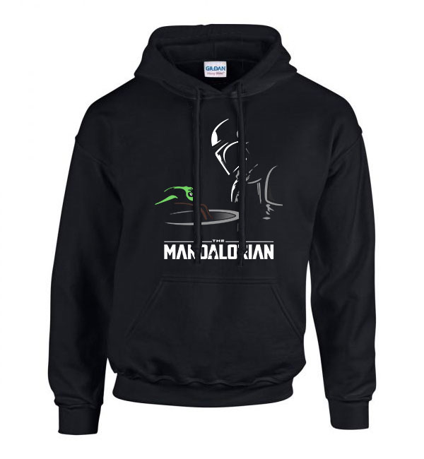 a mandalorian baba yoda baby yoda Fekete Férfi Kapucnis Pulóver