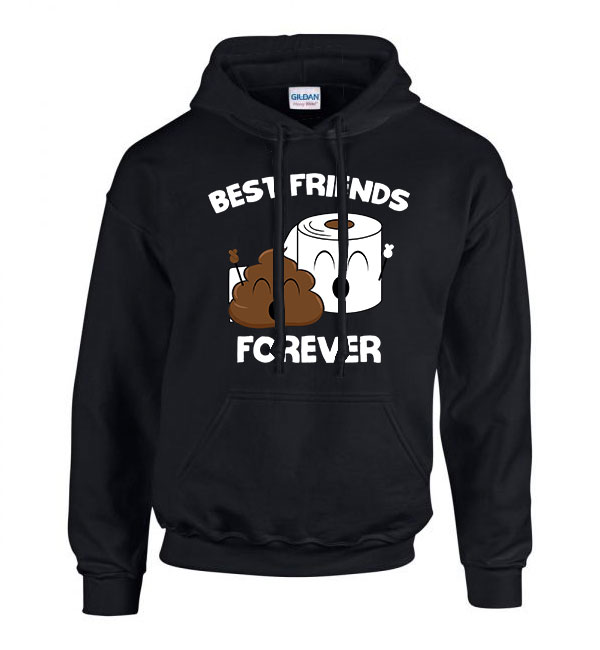 bff best friends kaki kaka wc papír Fekete Férfi Kapucnis Pulóver