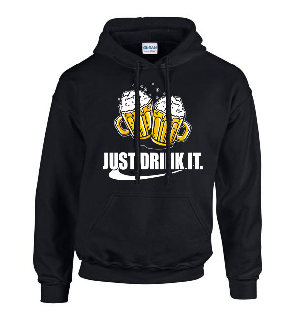 just drink it sör alkohol Fekete Férfi Kapucnis Pulóver