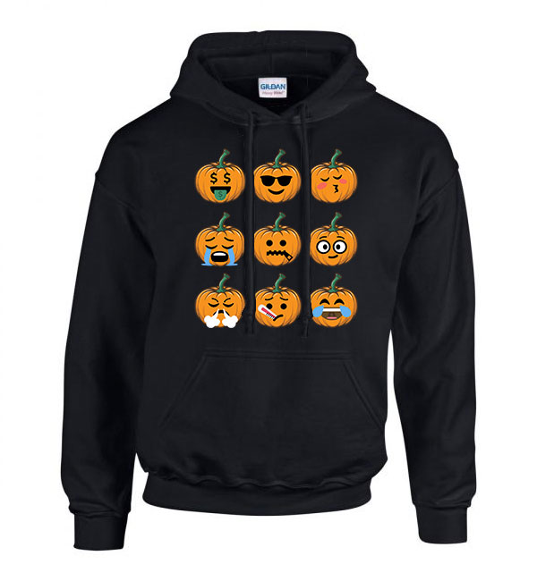 emoji tök halloween Fekete Férfi Kapucnis Pulóver