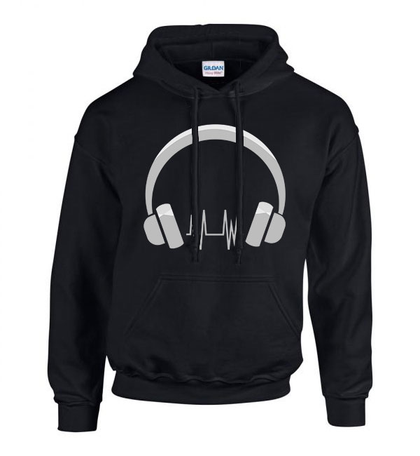 zene music love füllhallgató fejhallgató Fekete Férfi Kapucnis Pulóver