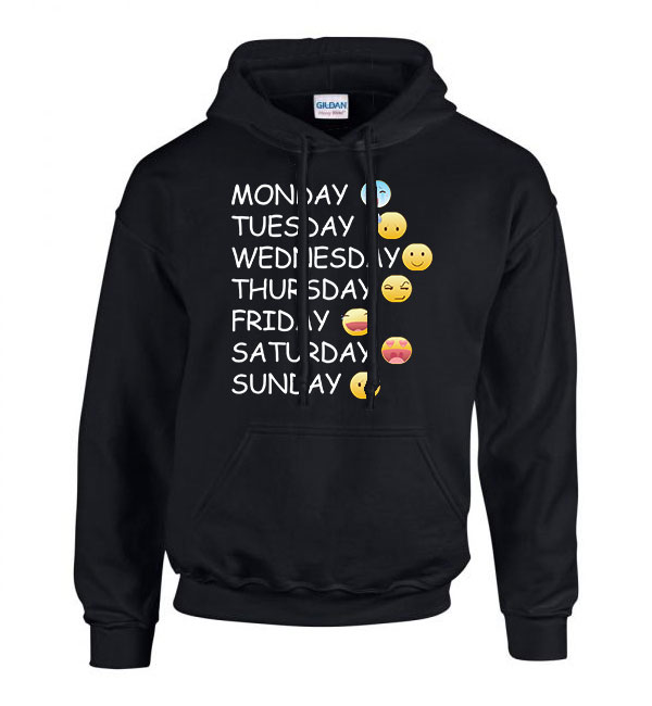 napi emojik emoji Fekete Férfi Kapucnis Pulóver