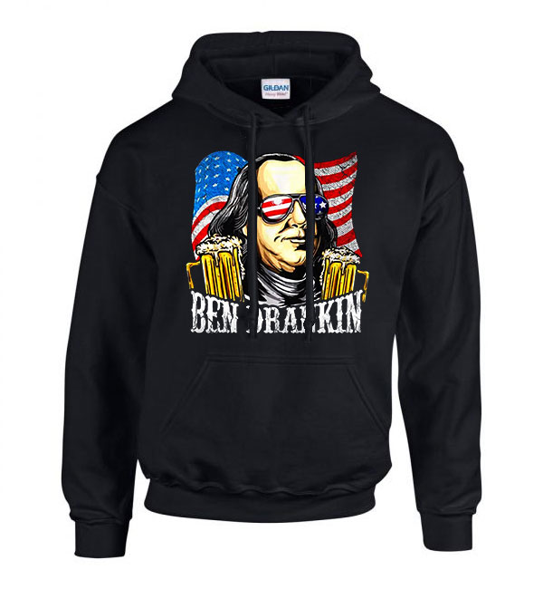 sör alkohol benjamin franklin humor Fekete Férfi Kapucnis Pulóver