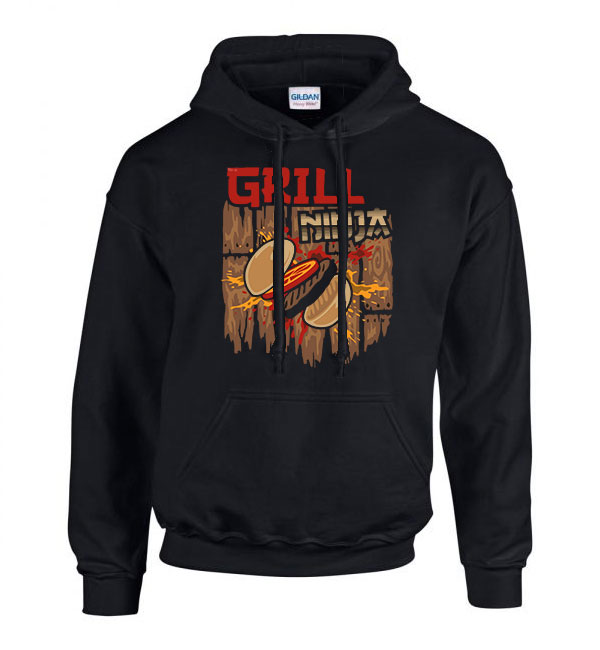 grill grillezés humor Fekete Férfi Kapucnis Pulóver