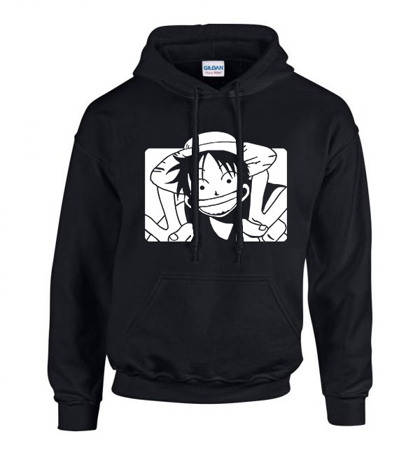 one piece monkey d Fekete Férfi Kapucnis Pulóver