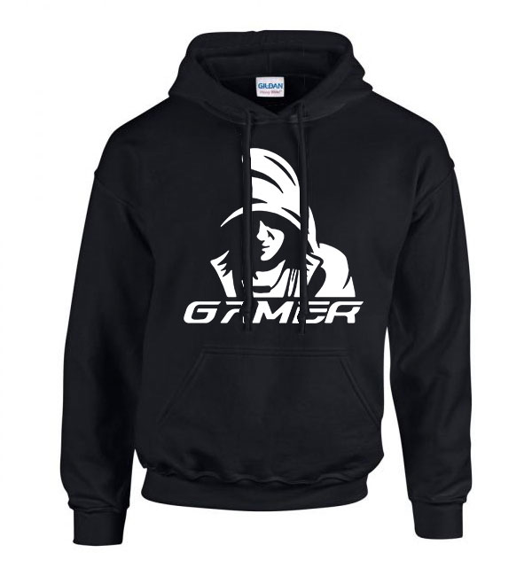 gamer Fekete Férfi Kapucnis Pulóver