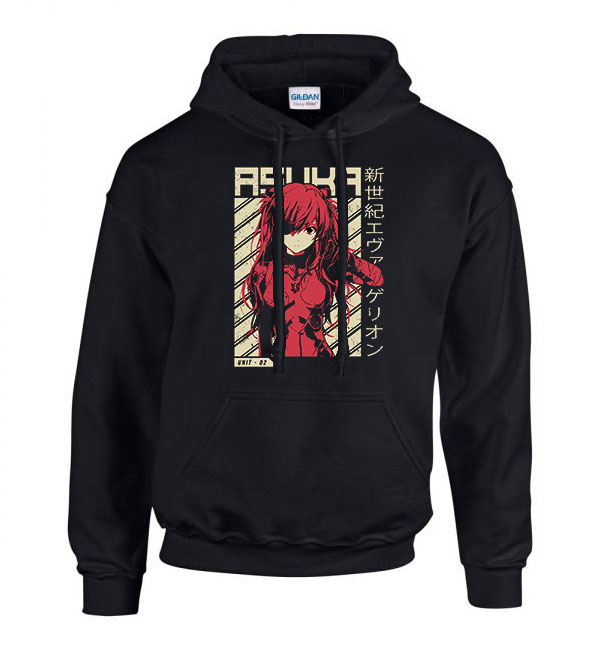 evangelion Fekete Férfi Kapucnis Pulóver