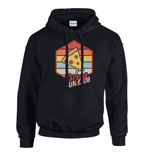 pizza Fekete Férfi Kapucnis Pulóver
