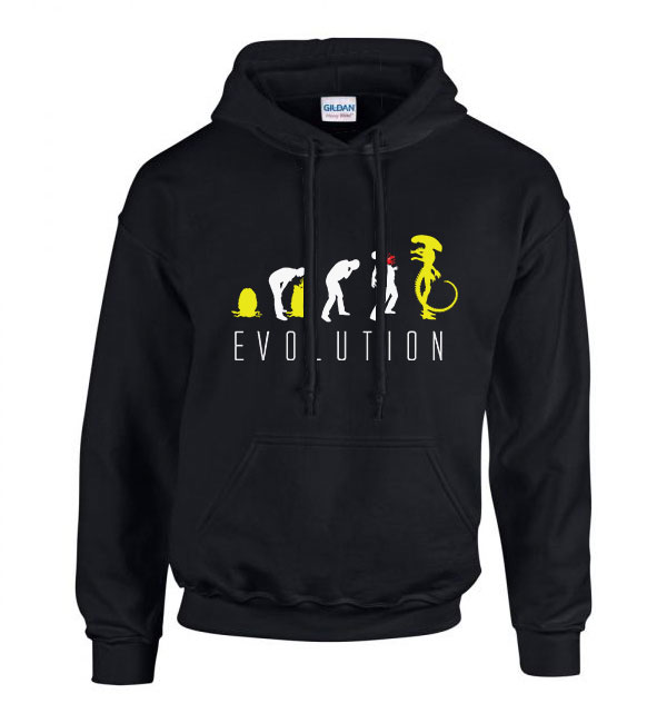 alien humor evolúció Fekete Férfi Kapucnis Pulóver