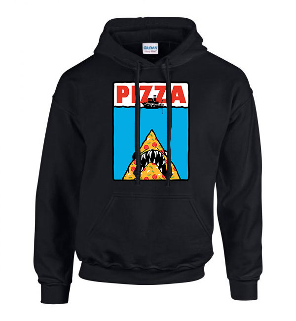 pizza pizza shark cápa Fekete Férfi Kapucnis Pulóver
