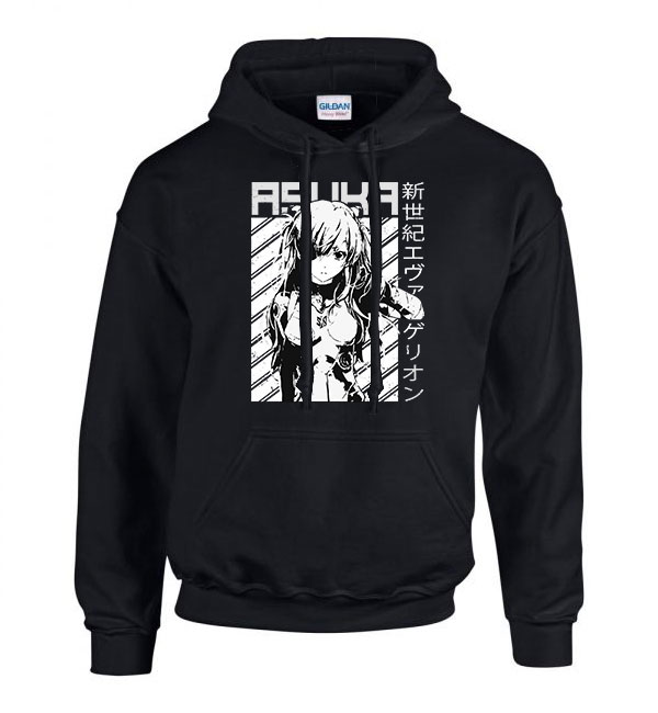 evangelion Fekete Férfi Kapucnis Pulóver