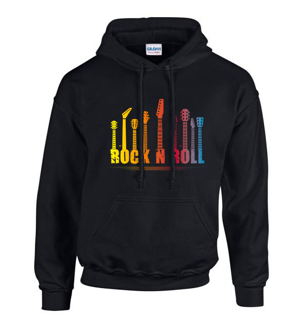 gitár gitáros rock and roll Fekete Férfi Kapucnis Pulóver