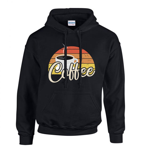 kávé coffee Fekete Férfi Kapucnis Pulóver