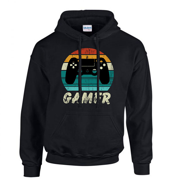 gamer Fekete Férfi Kapucnis Pulóver