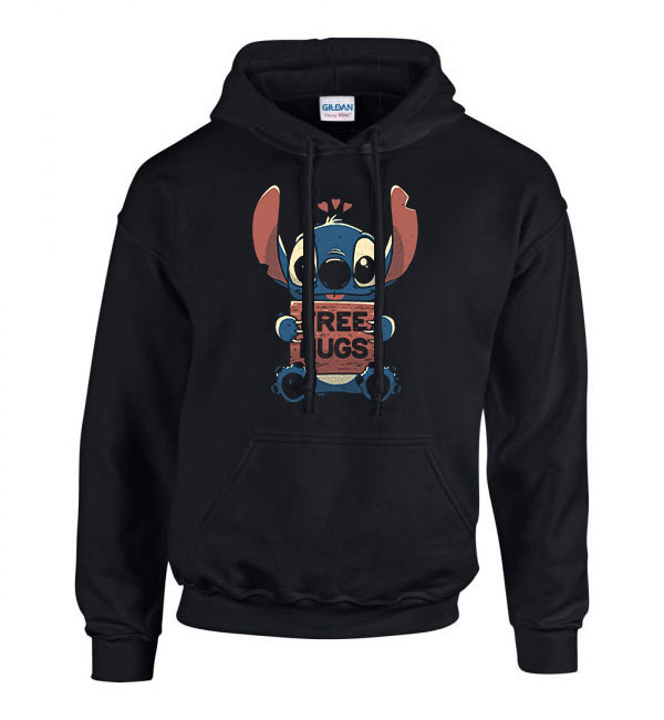 stitch Fekete Férfi Kapucnis Pulóver