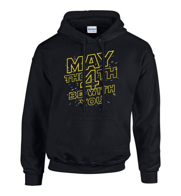 star wars may the fourth 4 be with you Fekete Férfi Kapucnis Pulóver