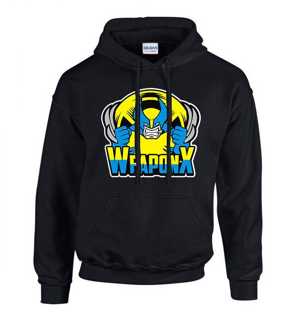 farkas wolverine rozsomák Fekete Férfi Kapucnis Pulóver