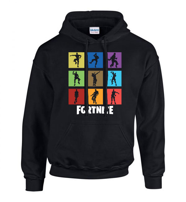Fortntie emotok Fekete Férfi Kapucnis Pulóver