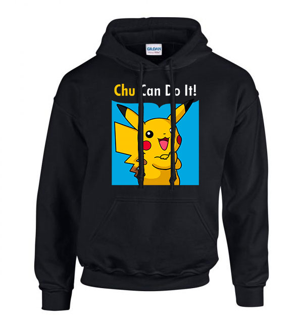 pokemon pikachu Fekete Férfi Kapucnis Pulóver