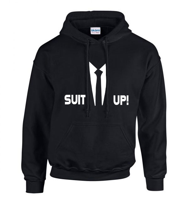 öltözz ki suit up Fekete Férfi Kapucnis Pulóver