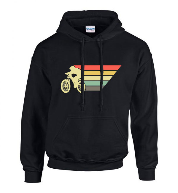 motor motoros motocross Fekete Férfi Kapucnis Pulóver