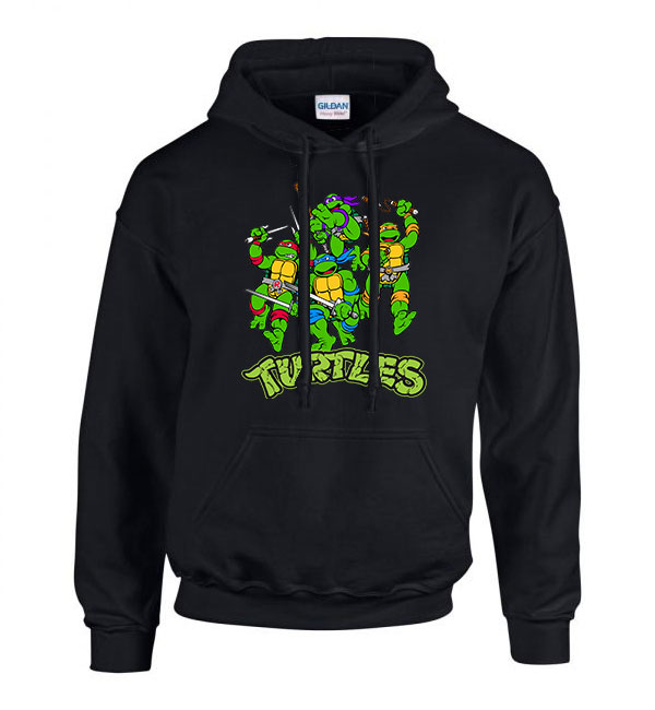 tini ninja teknőcök tmnt Fekete Férfi Kapucnis Pulóver