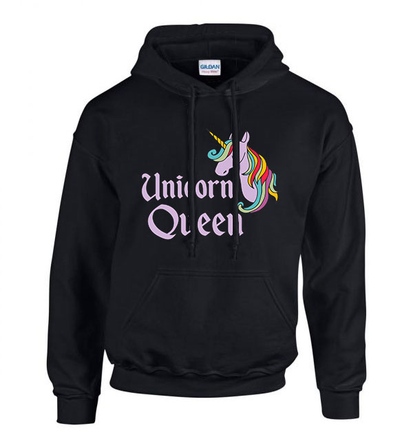 unikornis queen Fekete Férfi Kapucnis Pulóver