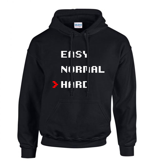 easy normal hard gamer Fekete Férfi Kapucnis Pulóver