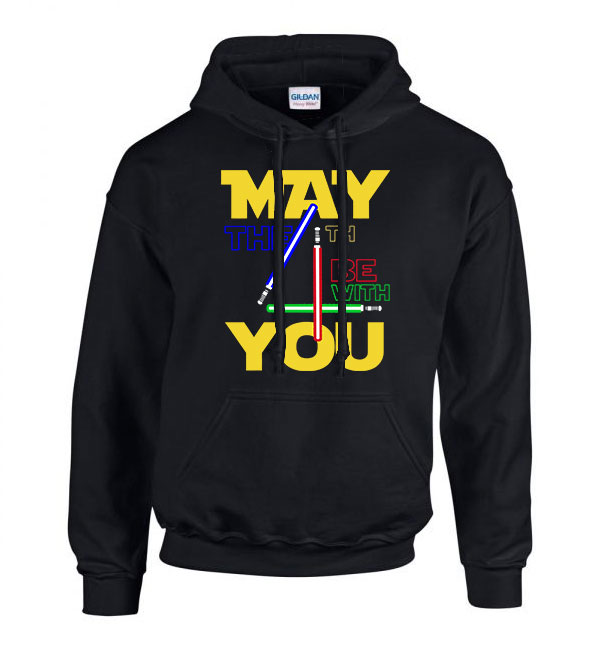 star wars may the fourth Fekete Férfi Kapucnis Pulóver