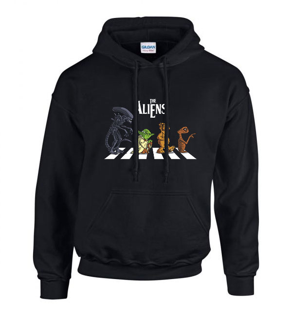 alien yoda alf et Fekete Férfi Kapucnis Pulóver