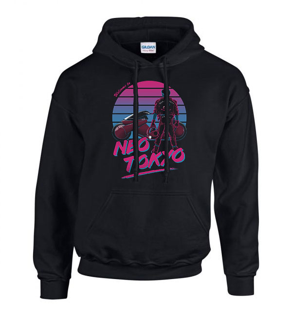 neo tokyo Fekete Férfi Kapucnis Pulóver