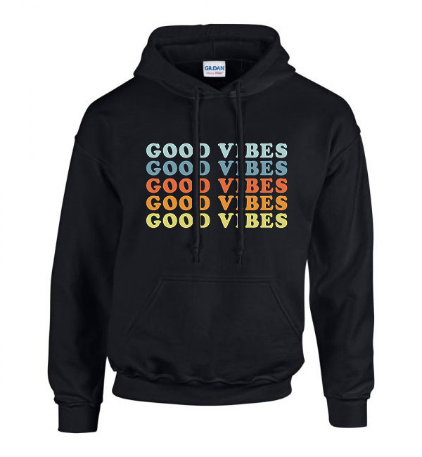 good vibes  Fekete Férfi Kapucnis Pulóver
