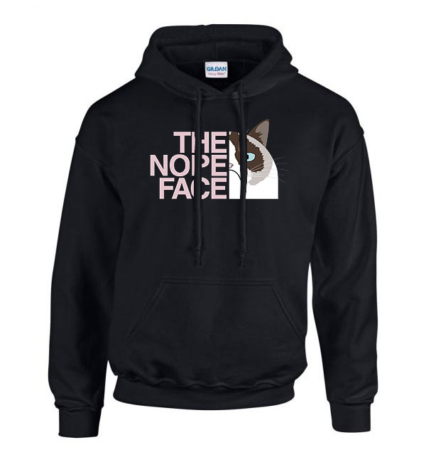 The Nope Face macska macskás cica cicás Fekete Férfi Kapucnis Pulóver