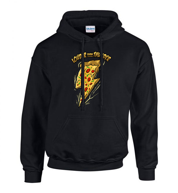 pizza villám Fekete Férfi Kapucnis Pulóver