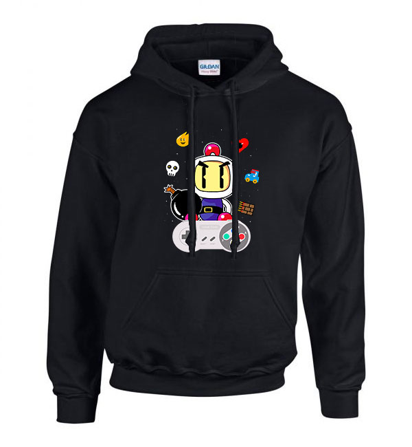 bomberman Fekete Férfi Kapucnis Pulóver