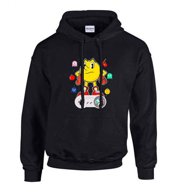 pacman Fekete Férfi Kapucnis Pulóver