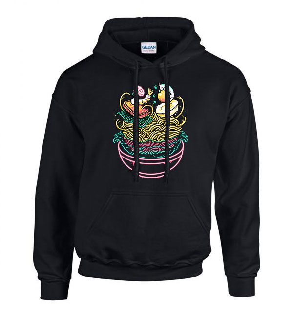 ramen leves  Fekete Férfi Kapucnis Pulóver