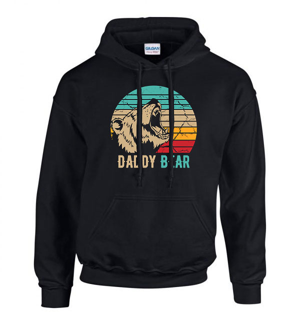 daddy bear apák napja apa apáknak Fekete Férfi Kapucnis Pulóver