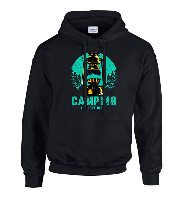 kemping kempingezés camping Fekete Férfi Kapucnis Pulóver